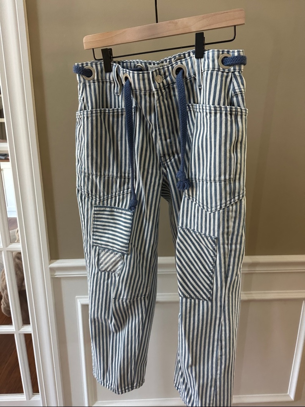 Free People Blue & White Railroad Stripe Moxie sz 27